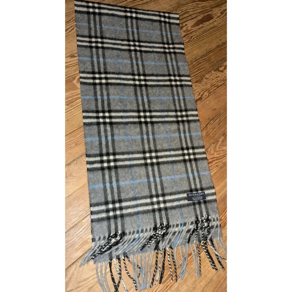 Burberry London Cashmere scarf blue grey cream